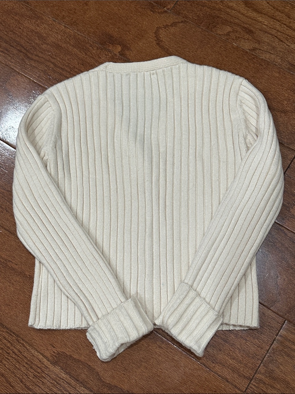 Final Touch Cream Ribbed V-Neck Button-Up Cardigan - Picture 5 of 5